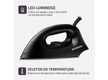Ferro de Passar Roupa a Seco Mondial FSN-55-B Preto